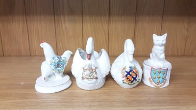 Lot 171 - Selection of Crested China models including Ducks, Cats, Dogs etc, various manufacturers to include W.H Goss, Arcadian and Willow Art
