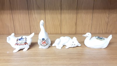 Lot 171 - Selection of Crested China models including Ducks, Cats, Dogs etc, various manufacturers to include W.H Goss, Arcadian and Willow Art