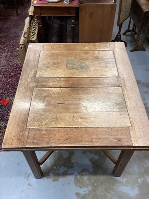 Lot 888 - Set six Heals-style lattice back dining chairs and similar draw leaf dining table on X framed stretchers