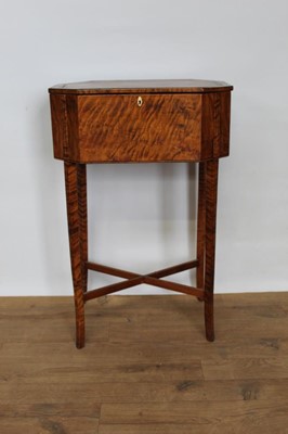 Lot 1432 - George III satinwood needlework table of octagonal form, on splayed taper legs