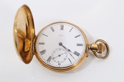 Lot 129 - Gold (stamped K.18) full hunter pocket watch