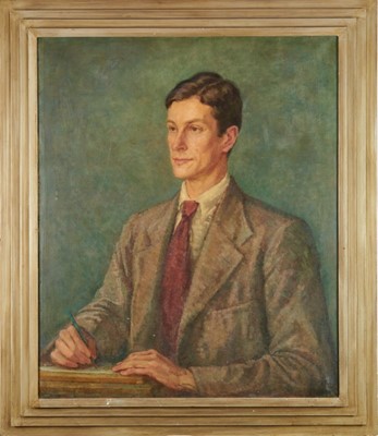 Lot 961 - L. Walpole, 1930s oil on canvas - portrait of a young man at his work, signed, 
90cm x 75cm, in painted frame