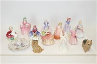 Lot 2098 - Nine Royal Doulton figures - Bo-Peep HN1811,...