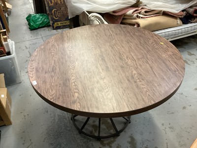 Lot 956 - Circular wooden top table with metal stand