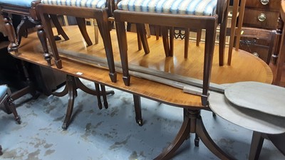 Lot 986 - Georgian-style mahogany D end dining table and eight chairs
