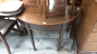 Lot 988 - Edwardian Demi lune side table, one other and ebonised chair