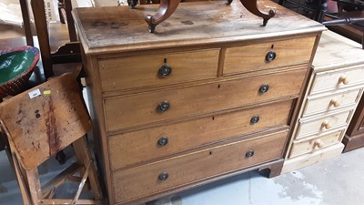Lot 990 - 19th century mahogany chest of five drawers on bracket feet
