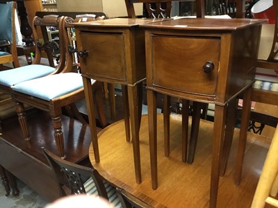 Lot 1002 - Pair 19th century mahogany bedside cabinet on taper legs