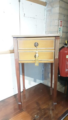 Lot 1008 - French-style bedside cupboard with leather lined top
