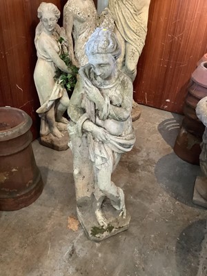 Lot 1041 - Concrete garden statue of a female, 92cm high
