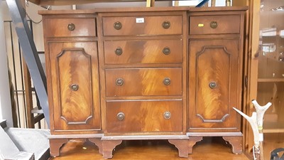 Lot 1078 - Georgian mahogany breakfront sideboard with six drawers and cupboards below, 104cm wide, 36cm deep, 77cm high