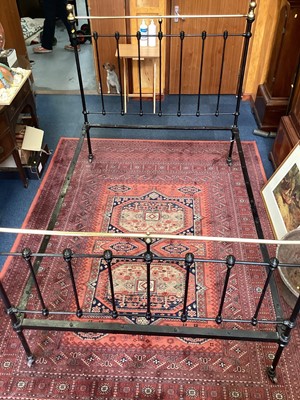 Lot 1099 - Victorian brass and iron double bedstead with irons ,137 cm wide, 198 cm deep, 138 cm high