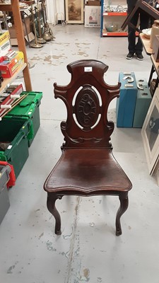 Lot 1107 - Victorian mahogany hall chair with pierced back and shaped seat on cabriole front legs
