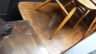Lot 1119 - Ercol refectory style table and four Ercol stick back chairs (4)