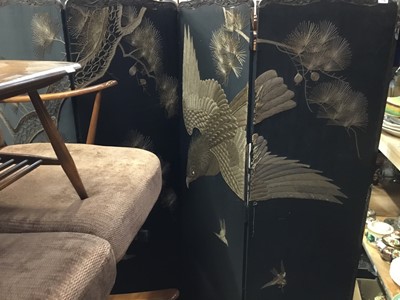 Lot 1136 - Old Oriental embroidered screen and another (2)