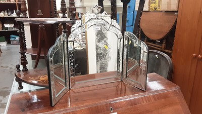 Lot 1141 - Good quality triptych dressing table mirror with etched decoration