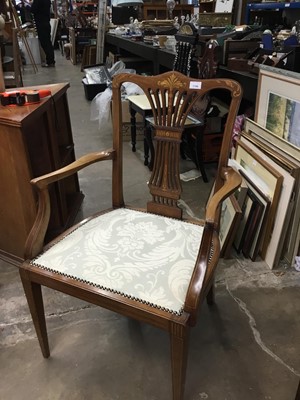 Lot 1144 - Edwardian inlaid mahogany elbow chairs on taper legs