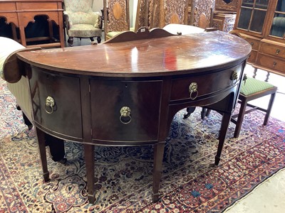 Lot 1297 - George III style mahogany demi-lune sideboard