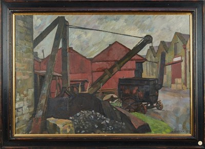 Lot 1047 - Douglas Pittuck (1911-1993) oil on board - William Smiths, The Grove works (off Queen St, Barnard Castle)