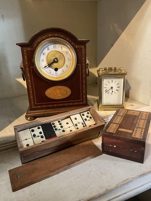 Lot 258 - Brass carriage clock and Edwardian mantle clock