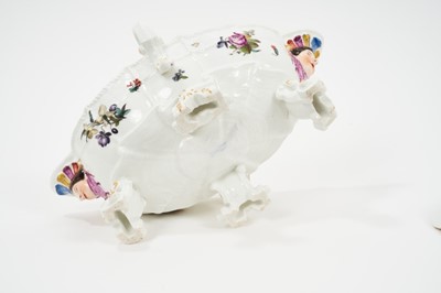 Lot 60 - 19th century Meissen porcelain double-handled sauce boat and stand