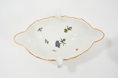 Lot 60 - 19th century Meissen porcelain double-handled sauce boat and stand