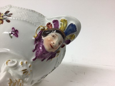 Lot 60 - 19th century Meissen porcelain double-handled sauce boat and stand