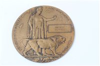 Lot 500 - First World War memorial (death) plaque, named...