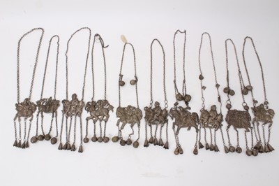 Lot 200 - Collection of ten old Chinese silver/white metal pendant necklaces