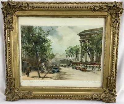 Lot 21 - Limited edition coloured etching - Paris, indistinctly signed, numbered 399/500, titled, 29cm x 20cm, in glazed gilt frame