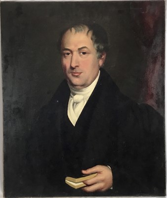 Lot 26 - Victorian English School oil on canvas - portrait of a gentleman, 64cm x 77cm, unframed