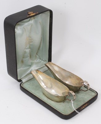 Lot 197 - Pair of silver sauce boats in fitted case