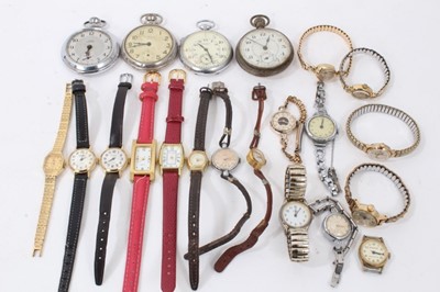 Lot 182 - Group vintage wristwatches and four pocket watches