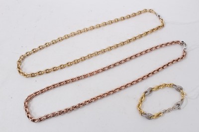 Lot 238 - Silver gilt belcher link bracelet and two similar silver gilt necklaces (3)