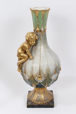 Lot 180 - Large late 19th century Austrian 'Amphora' porcelain vase