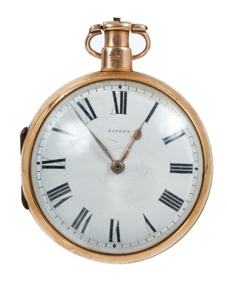 Lot 577 - Georgian 18ct gold pocket watch by Morris Tobias of Liverpool with 
patent fusee movement with white enamel dial in 18ct gold case