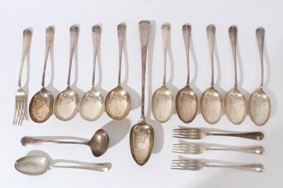 Lot 309 - Miscellaneous group of silver Hanoverian pattern flatware, 
approximately 34 troy oz