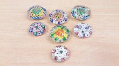 Lot 1330 - Seven Chinese Millefiori paperweights circa. 1930 in the Clichy style (7)