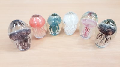 Lot 1331 - Six Art glass Jellyfish paperweights (6)