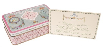 Lot 80 - The Wedding of HRH The Prince Of Wales and H.R.H. The Duchess of Cornwall -piece of cake in tin