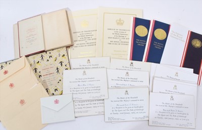 Lot 105 - Lot Royal ephemera including Orders of Service, invitations , Royal thank you letters and presentation books