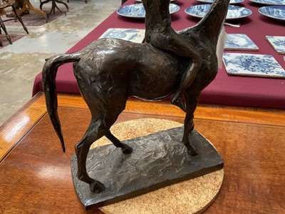 Lot 1054 - David Wynne (1926-2014) bronze sculpture of a figure on a horse, maquette for The Messenger, 23cm wide  
N.B. created 1981, commissioned by Business Press International Ltd