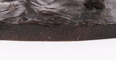 Lot 1054 - David Wynne (1926-2014) bronze sculpture of a figure on a horse, maquette for The Messenger, 23cm wide  
N.B. created 1981, commissioned by Business Press International Ltd