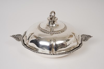 Lot 239 - Edwardian silver entree dish with gadrooned edging, by Carrington & Co. London 1906