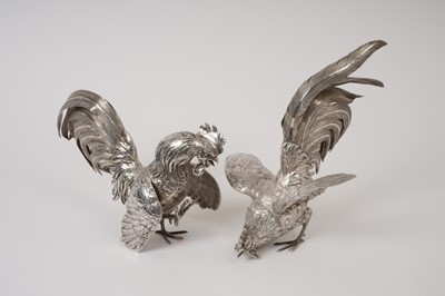 Lot 223 - Pair of cockerel figural table ornaments, by Edward Barnard & Sons Ltd London 1970