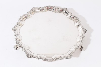 Lot 211 - Georgian style pie crust salver, Britannia Standard, by Goldsmiths and Silversmiths