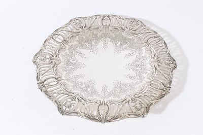Lot 213 - Canadian silver pierced dish, by Birks, with engraved ornament