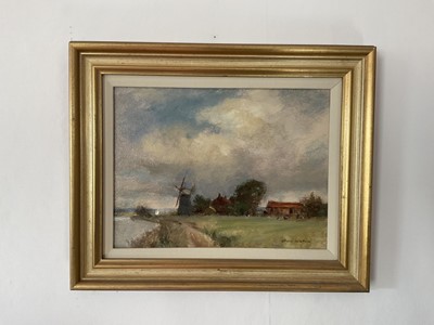 Lot 1069 - Owen Waters (1916-2004) pair of oil on board, Norfolk Landscapes