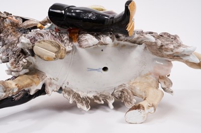 Lot 2 - Impressive 19th century Meissen figure of count Bruhl’s Tailor on a goat (some damage and restoration)