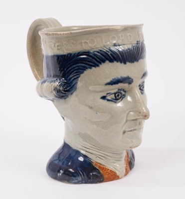 Lot 5 - Prattware Admiral Rodney character jug, circa 1790-95